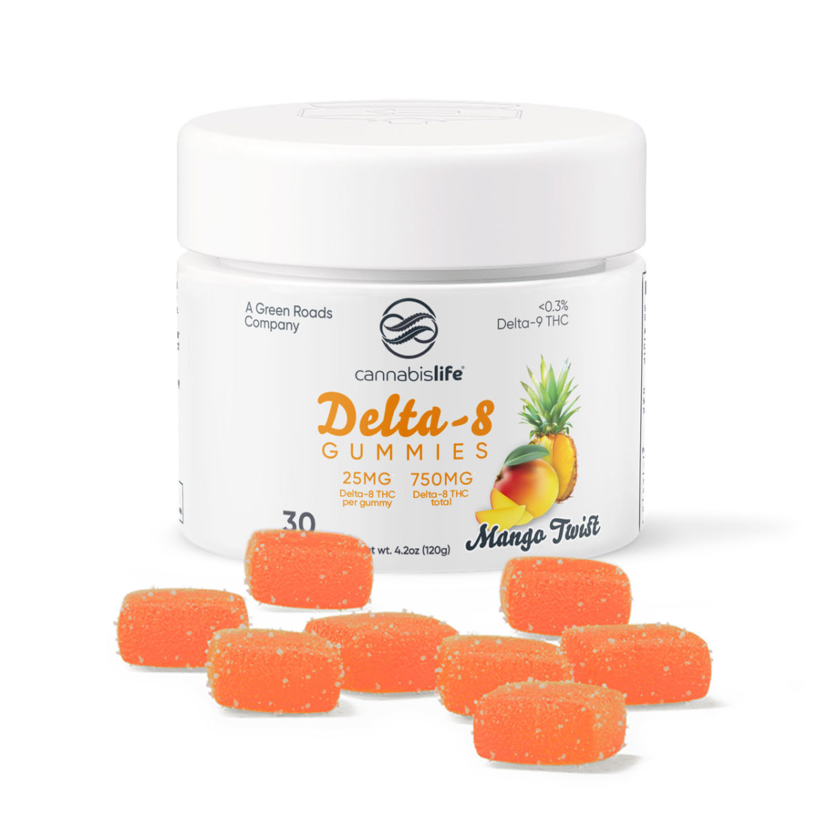 Cannabis Life Delta 8 THC Gummies - Mango Twist 25mg 30 Count – Direct ...