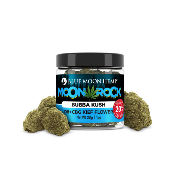 Blue Moon Hemp Delta 8 + CBG Kief Moon Rock Flower - Bubba Kush 28 Grams