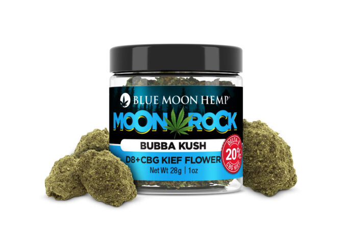 Blue Moon Hemp Delta 8 + CBG Kief Moon Rock Flower - Bubba Kush 28 Grams